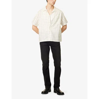 Frame Mens Vintage Check Cotton-blend Shirt Cream Multi Xl