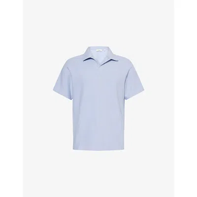 Frame Mens Jacquard Short-sleeve Cotton-jersey Polo Shirt Baby Blue Xl