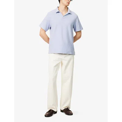 Frame Mens Jacquard Short-sleeve Cotton-jersey Polo Shirt Baby Blue Xl