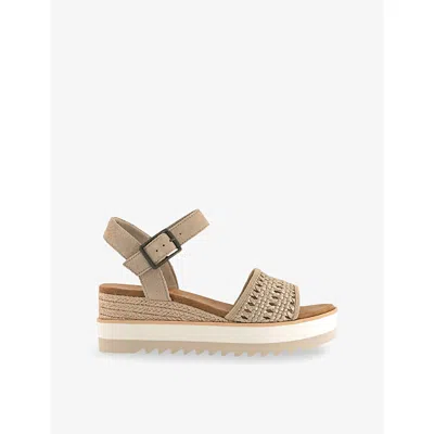 Toms Women's Diana Wedge Sandal Champagne Metallic Basket Weave In Champagne Metallic Baske