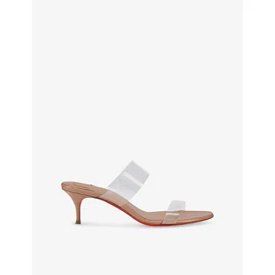 Christian Louboutin Just Nothing Clear Red Sole Slide Sandals In Neutral