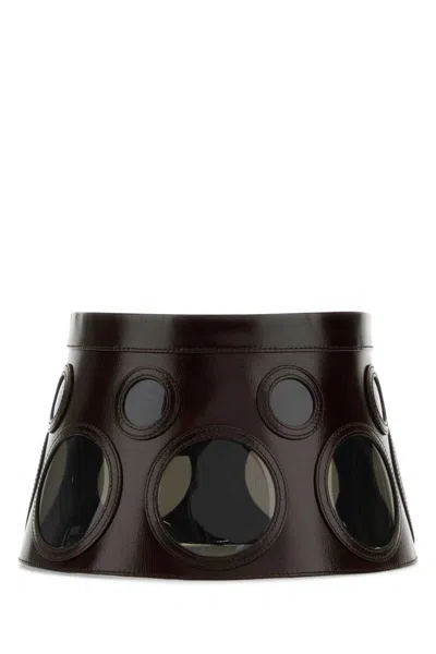 Prada Visor Brown In Leather And Plexiglass In Black