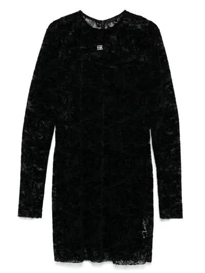 Givenchy Knee Length Lace Dress With Sheer Detailing In Black