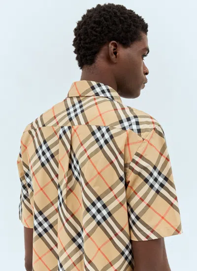 Burberry Oversized Silk Shirt Shirts Beige In Multi