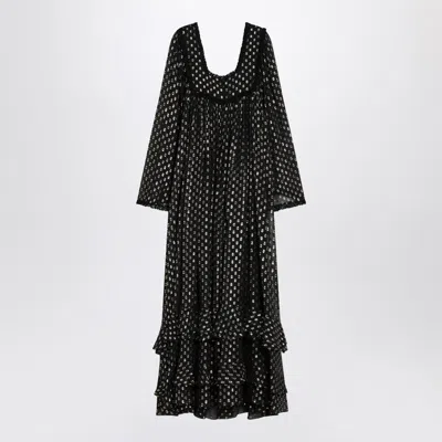 Chloé Maxi Dress Silk Ruffles Scoop Neckline In Black
