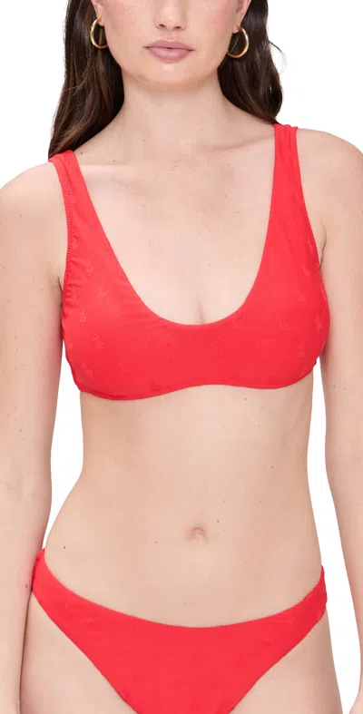 Polo Ralph Lauren Logo Jacquard Scoop Bikini Top Bright Hibiscus