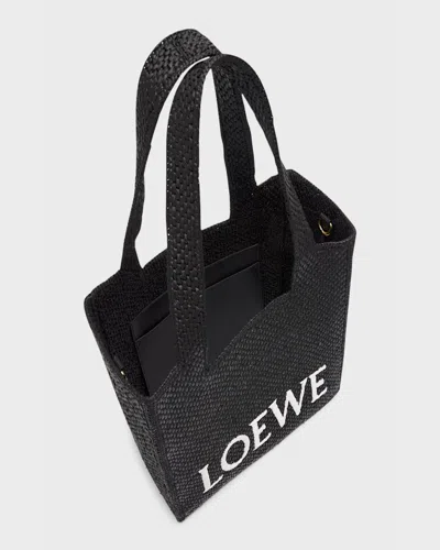 Loewe Logo Medium Tote Bag In Raffia In Black