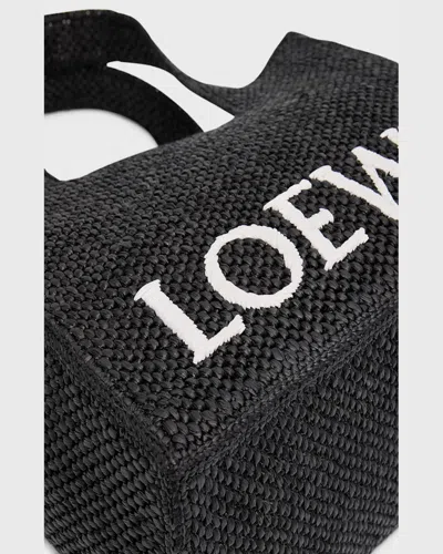 Loewe Logo Medium Tote Bag In Raffia In Black