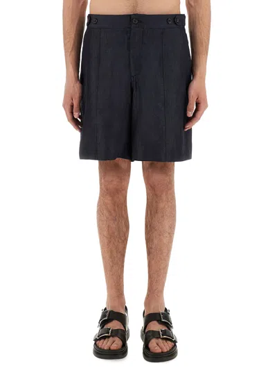 Alexander Mcqueen Tailored Shorts With Back Pockets And Belt Loops In Blue
