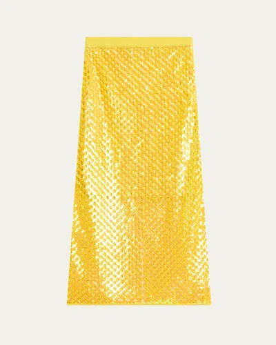Zankov Halene Perforated Midi Skirt In Chrysanthemum Multi
