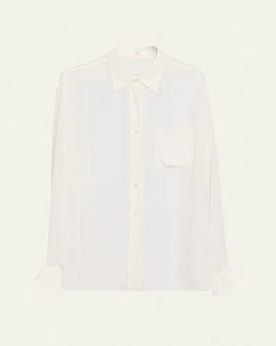 The Row Nesson Sheer Oversized Shirt In White