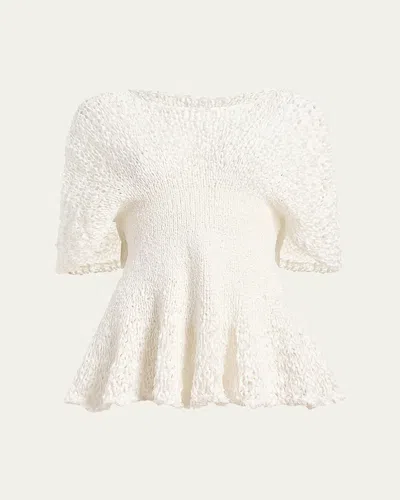 Khaite Mathilde Peplum Batwing Cotton Top In Glaze