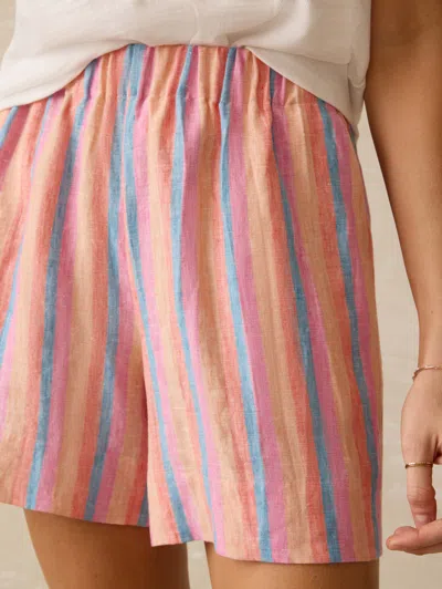 Faherty Laguna Linen Bayview Short In Cabana Multi Stripe