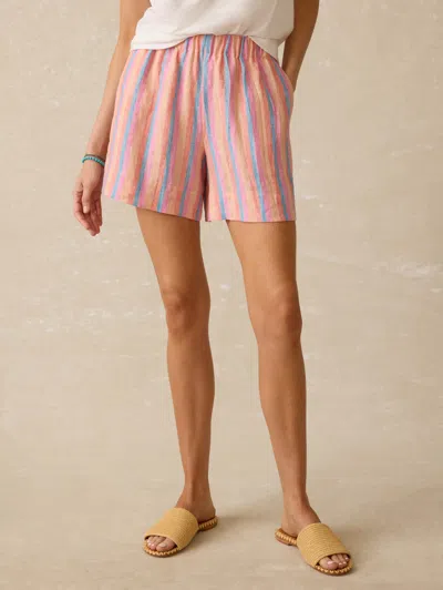 Faherty Laguna Linen Bayview Short In Cabana Multi Stripe