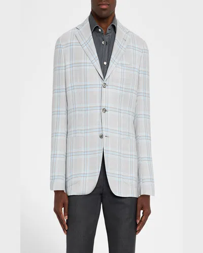 Kiton Men's Check Sport Coat In Blu Mult