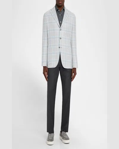 Kiton Men's Check Sport Coat In Blu Mult