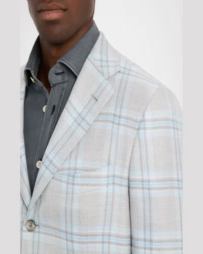 Kiton Men's Check Sport Coat In Blu Mult