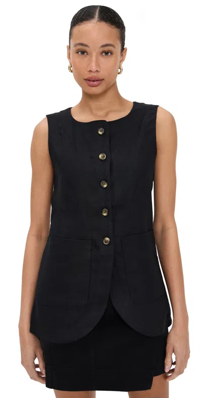 Posse Emma Linen Vest In Black