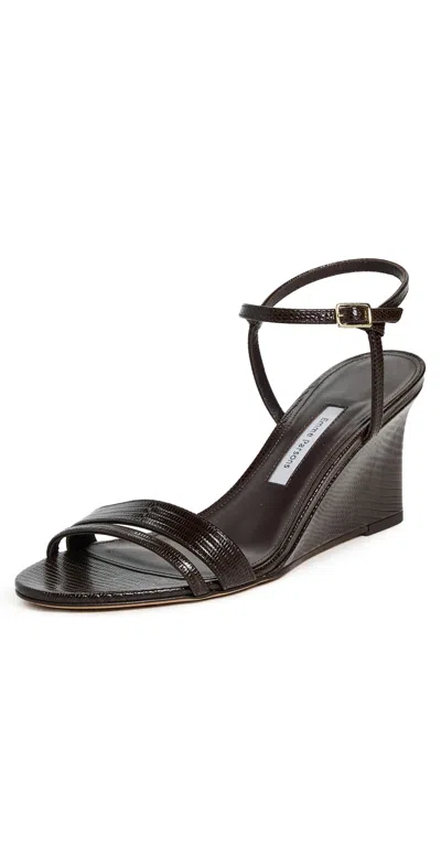 Emme Parsons Simple Wedges Espresso Embossed Lizard In Espresso Embossed Lizard