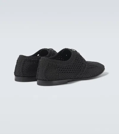 Dolce & Gabbana Black Woven Fabric Derby