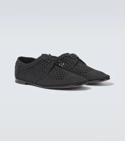 Dolce & Gabbana Black Woven Fabric Derby