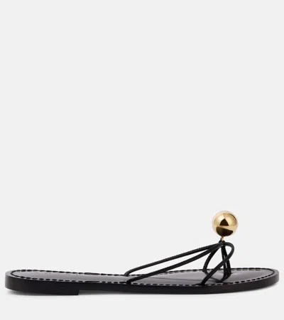 MALAWI缀饰皮革夹趾凉鞋