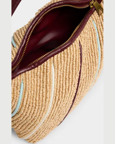 Bottega Veneta Wallace Small Striped Leather-trimmed Raffia Tote In Neutral