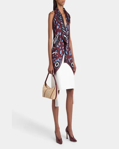 Bottega Veneta Wallace Small Striped Leather-trimmed Raffia Tote In Neutral