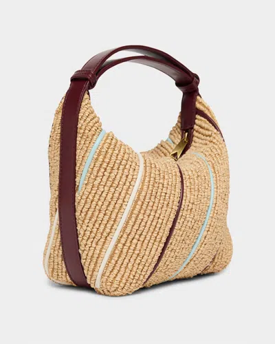 Bottega Veneta Wallace Small Striped Leather-trimmed Raffia Tote In Neutral