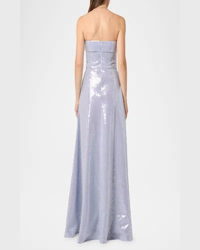 Shoshanna Bennett Strapless Striped Sequin Gown In Vst Bluiv