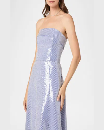 Shoshanna Bennett Strapless Striped Sequin Gown In Vst Bluiv