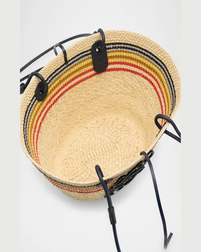 Loewe Small Anagram Striped Basket Tote Bag In Raffia In Naturalmulticolor