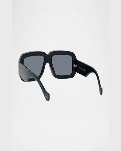 Loewe Signature Square Mirrored Sunglasses In Shiny Black Smoke Mirror