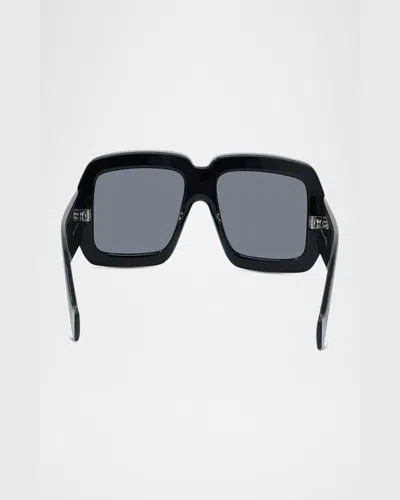Loewe Signature Square Mirrored Sunglasses In Shiny Black Smoke Mirror