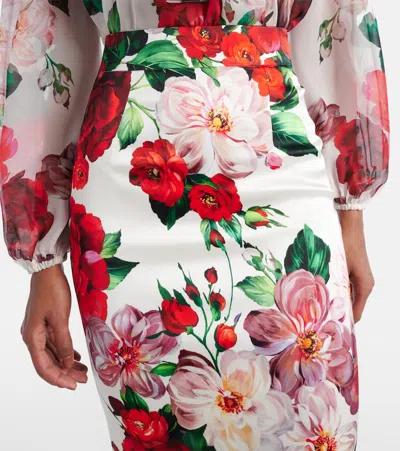 Dolce & Gabbana High-waisted Pencil Skirt Floral Pattern In Multicoloured