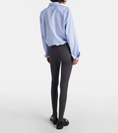 Prada Ribbed-knit Cotton-blend Tights In Grey