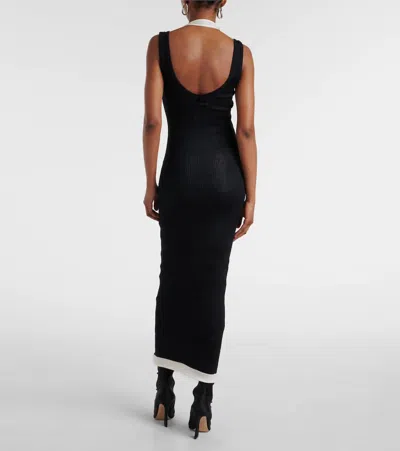 Jean Paul Gaultier Cotton Ribbed Twisted Double Layer Sleeveless Dress In Black