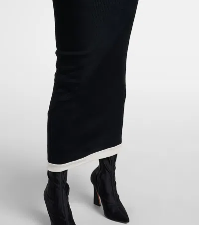 Jean Paul Gaultier Cotton Ribbed Twisted Double Layer Sleeveless Dress In Black