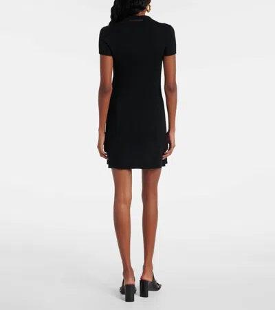 Balenciaga Wool Blend Mini Dress With Ribbed Texture In Black