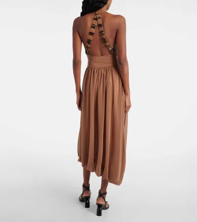 Xu Zhi Gathered Open-back Midi Dress In Brown