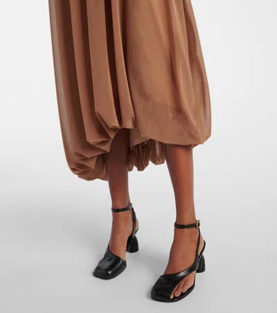 Xu Zhi Gathered Open-back Midi Dress In Brown