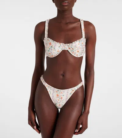Agua By Agua Bendita Agraz Floral Bikini Top In Multicoloured