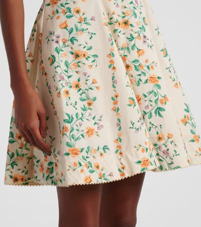 Agua By Agua Bendita Mati Chinesis Floral-print Pleated Cotton Mini Dress In Cream