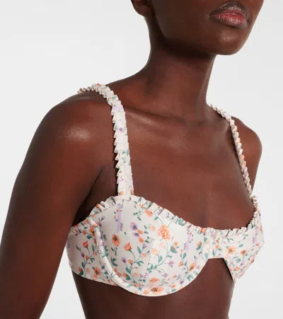 Agua By Agua Bendita Agraz Floral Bikini Top In Multicoloured