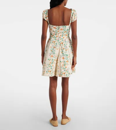 Agua By Agua Bendita Mati Chinesis Floral-print Pleated Cotton Mini Dress In Cream