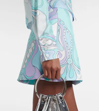 Pucci Orchidee Silk Shirt In Blue