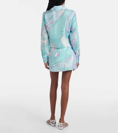 Pucci Orchidee Silk Shirt In Blue
