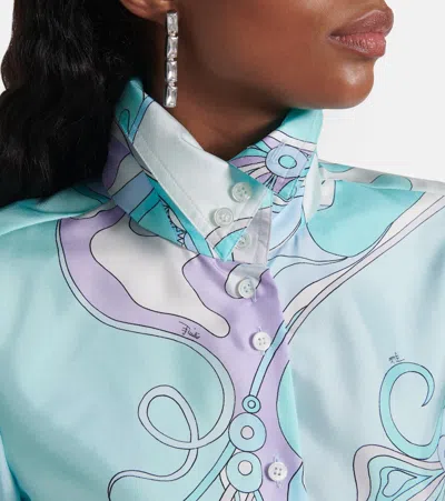 Pucci Orchidee Silk Shirt In Blue