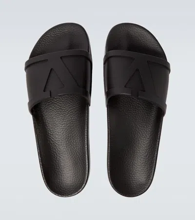 Valentino Coolside Rubber Slides In Black