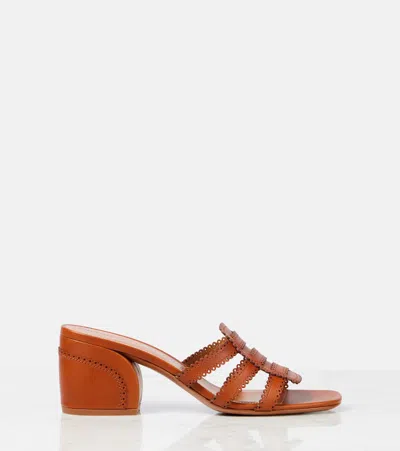 Zimmermann Goldie 65 Leather Mules In Brown